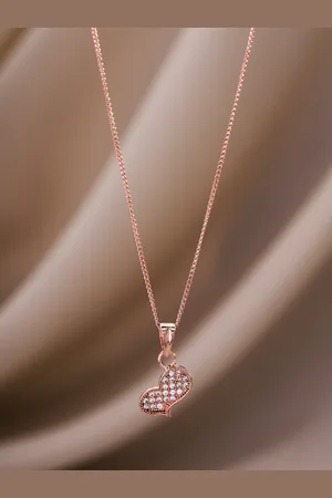 Priyaasi Rose Gold Plated AD-Studded Pendant With Chain