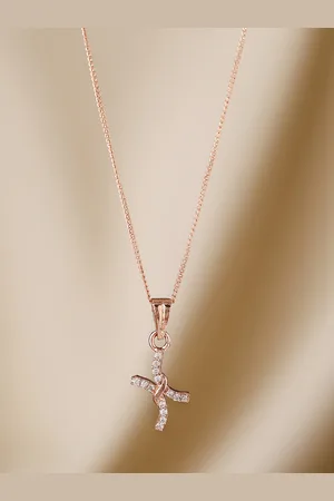 Priyaasi Rose Gold Plated AD-Studded Pendant With Chain