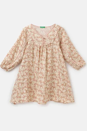 Benetton Girls Floral Printed A-Line Dress