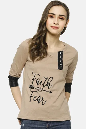 Campus Women Brown Printed Pure Cotton Top