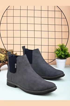 El Paso Men Blue Solid Mid-Top Flat Boots