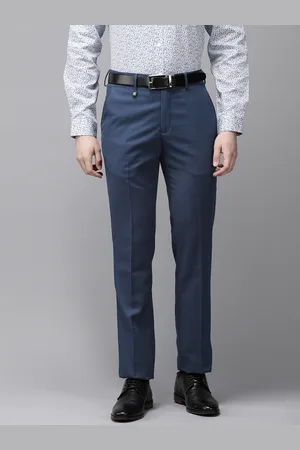 V Dot Men Textured Urban Slim Skinny Fit Formal Trousers