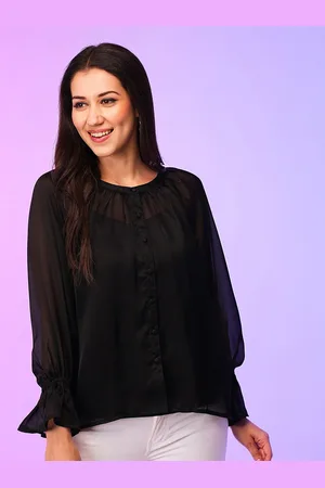 Globus Black Crepe Shirt Style Top With Inner