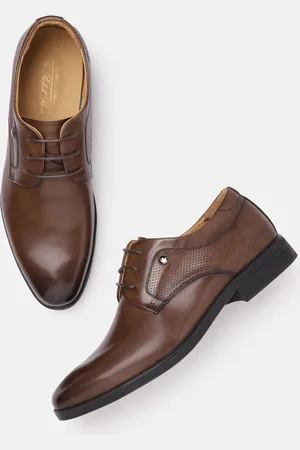 Louis Philippe Men Textured Detail Round-Toe Leather Formal Derbys