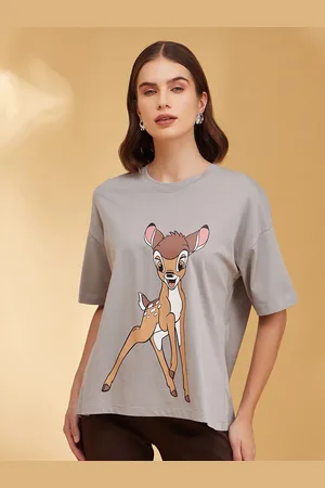 Kazo Printed Round Neck Short Sleeves Disney Boxy T-shirt