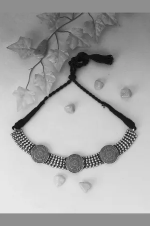 Adwitiya Collection Silver-Plated Oxidised Necklace