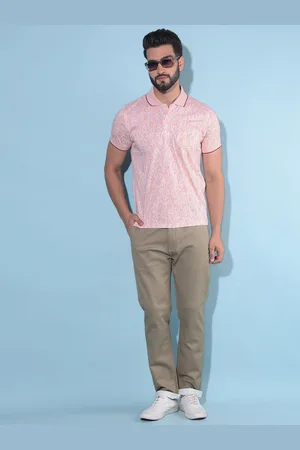 Crimsoune Club Floral Printed Polo Collar Slim Fit T-shirt
