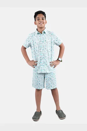 KiddoPanti Boys Printed Shirt with Shorts