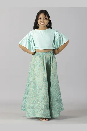 KiddoPanti Girls Woven Design Ready to Wear Lehenga & Choli