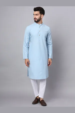Latest Chikan Garments Mandarin Collar Long Sleeves Cotton Kurta