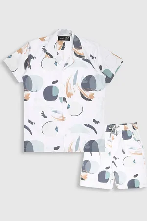 CAVIO Boys Printed Pure Cotton Shirt with Shorts