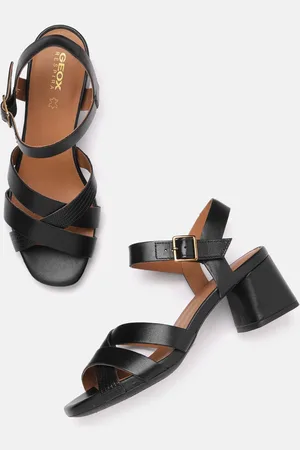 Geox Solid Leather Block Sandals