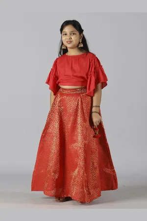 KiddoPanti Girls Woven Design Ready to Wear Lehenga & Choli