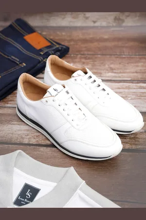 LOUIS STITCH Men White Casual Diamond Embossed Sneakers