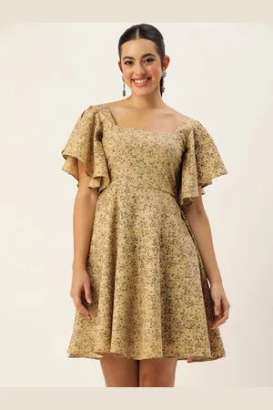 Ethnovog Floral Print Flared Sleeves A-Line Dress