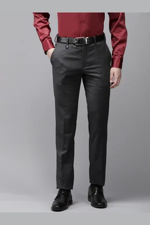 V Dot Men Textured Skinny Fit Formal Trousers