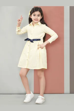 BAESD Girls Striped Cotton Shirt Dress