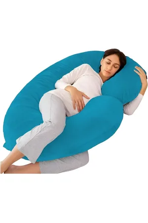 Pum Pum Blue Fibre Filled Faux Velvet Ultra Soft Sleep C Shaped Maternity Pillow