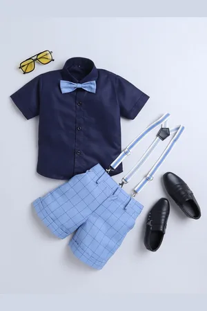 BAESD Boys Checked Clothing Set With Bow & Suspender Belt
