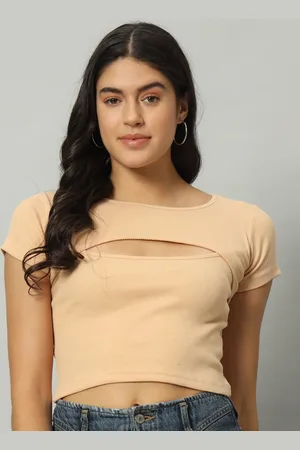 Chemistry Ribbed Cut-Out Detail Fitted Crop Top