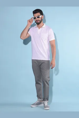 Crimsoune Club Floral Printed Polo Collar Slim Fit Cotton T-shirt