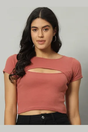 Chemistry Short Sleeves Cut-Out Crop Top