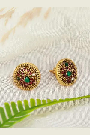 Fabindia Artificial Stones Silver Studs Earrings