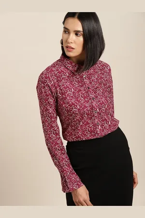 Invictus Women Maroon & White Printed Casual Shirt