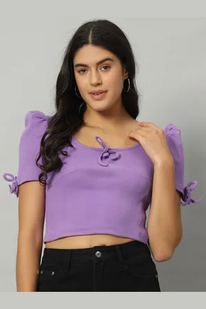 Chemistry Tie-Up Neck Georgette Fitted Crop Top