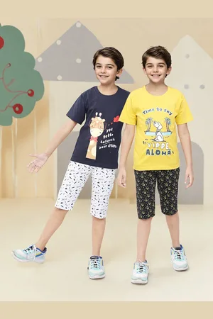 Toonyport Boys Pack of 2 Printed Pure Cotton T-shirt with Capris