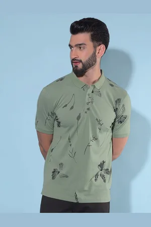 Crimsoune Club Floral Printed Polo Collar Short Sleeves Slim Fit T-shirt
