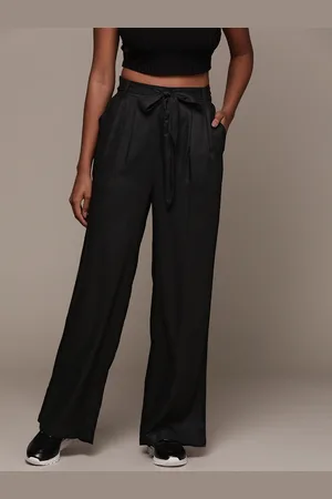Roadster The Lifestyle Co. Women Super Wide Leg Pleated Korean Pants with Belt