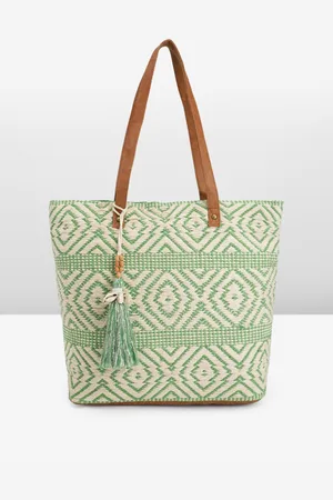 Sangria Geometric Embroidered Oversized Shopper Tote Bag