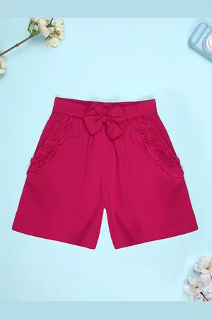Cutiekins Girls Mid-Rise Bow Detailed Shorts
