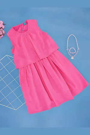 Pantaloons Girls Self Design Sleeveless Peplum Dress