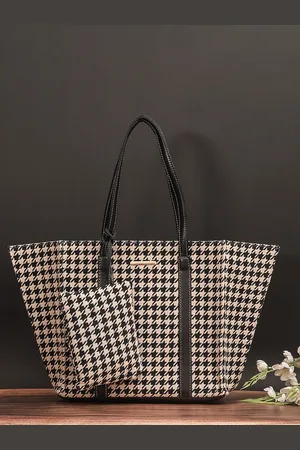 Bagsy Malone Geometric Printed Shopper Tote Bag With Pouch