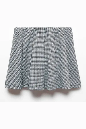 MANGO Girls Houndstooth Printed Flared Skirt