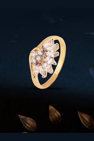 Adwitiya Collection Gold-Plated Cubic Zirconia-Studded Adjustable Finger Ring