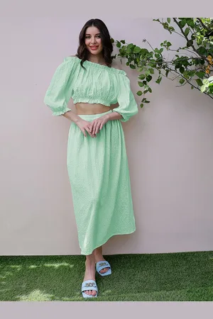 ATHENA Self Design Flared Midi Skirts