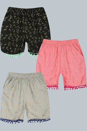 KiddoPanti Girls Pack of 3 Printed Shorts