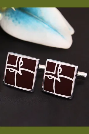 KOVOVE Brown & Silver-Toned Cufflink