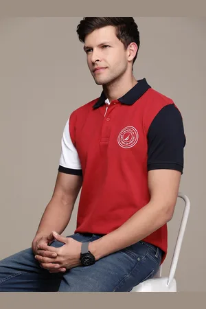 Nautica Colourblocked Polo Collar Pure Cotton T-shirt