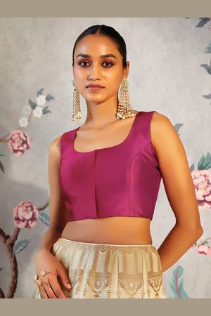 Soch Women Pink Solid Readymade Saree Blouse