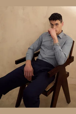 DENNISON Smart Horizontal Striped Spread Collar Long Sleeves Formal Shirt