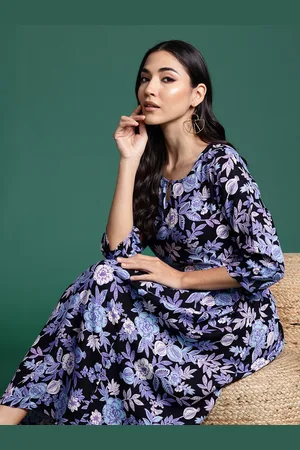 Sangria Floral Printed A-Line Ethnic Dresses