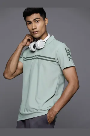 HRX Men Striped Polo Collar T-shirt
