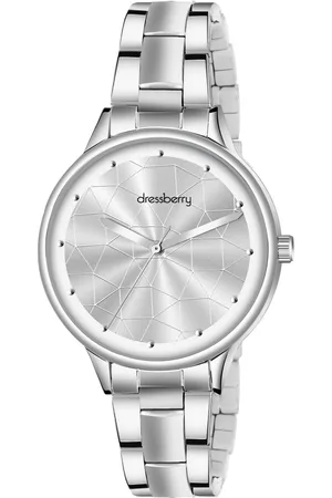 DressBerry Women Silver-Toned Embellished Dial Reset Time Analogue Watch HOBDB-223-SL