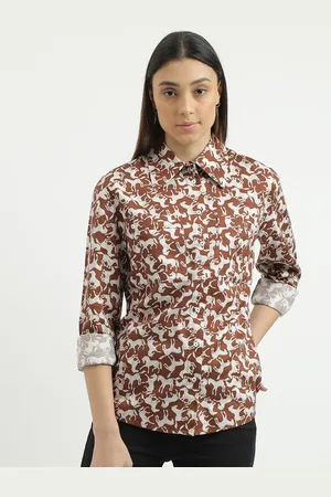 Benetton Regular Fit Spread Collar Printed Dress