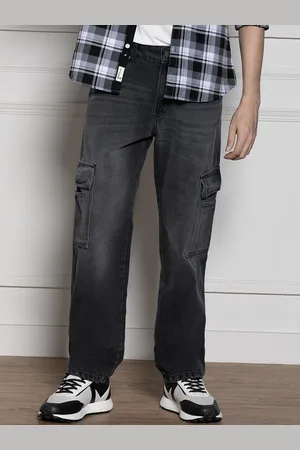 Dennis Lingo Men Relaxed Fit Clean Look Cargo Styles Light Fade Jeans
