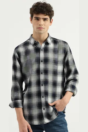 Benetton Checked Spread Collar Long Sleeves Regular Fit Casual Shirt